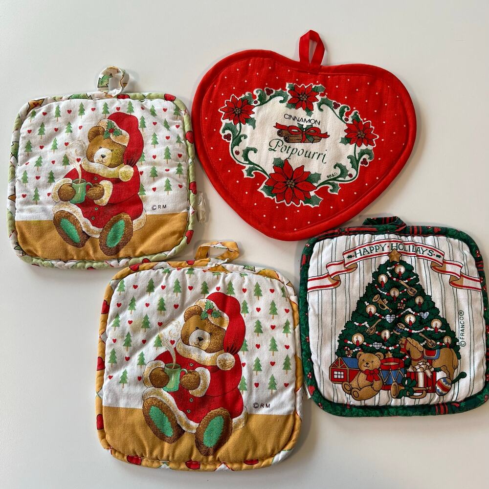 Holiday Pot Holder Lot of 4: Vintage
